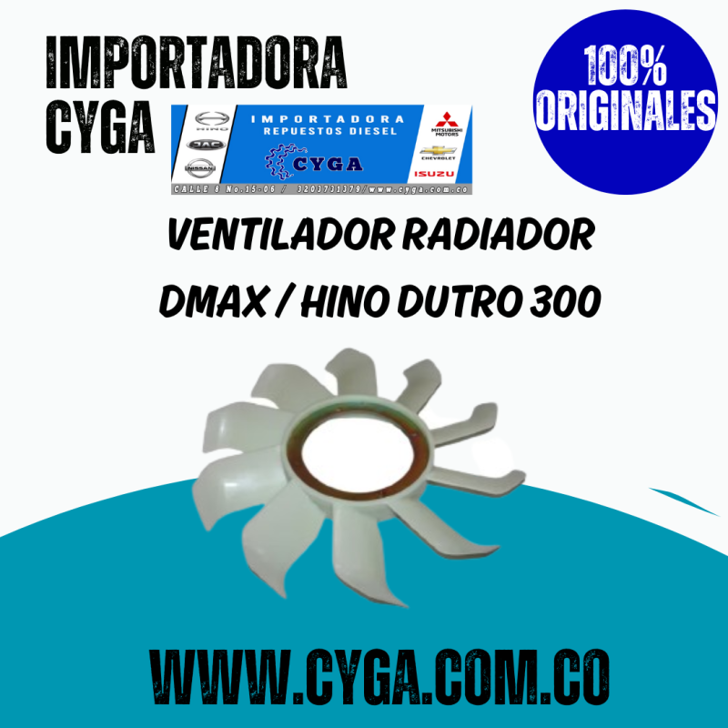 VENTILADOR RADIADOR DMAX / HINO DUTRO 300 / NKR REWARD